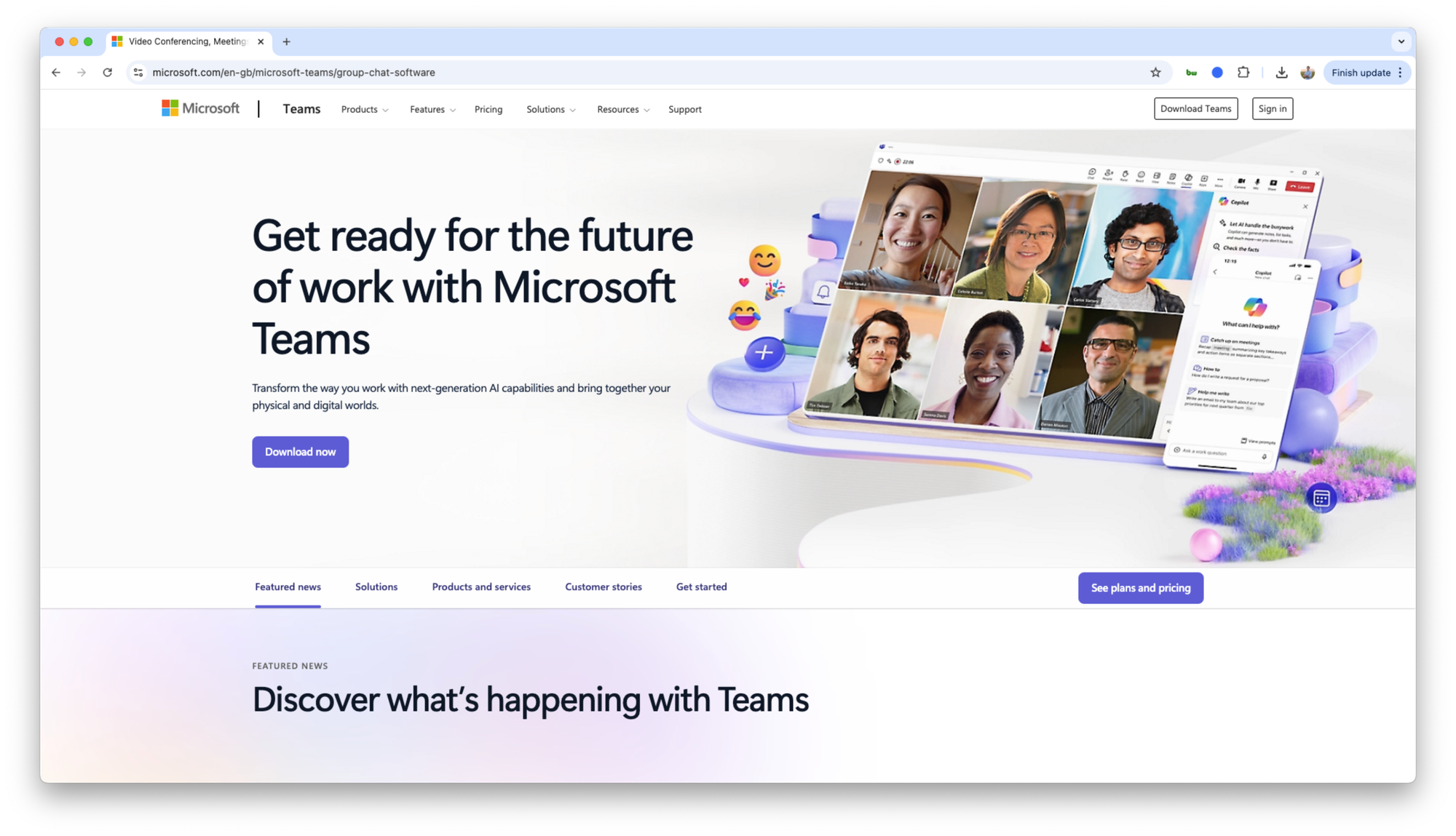 Microsoft teams homepage