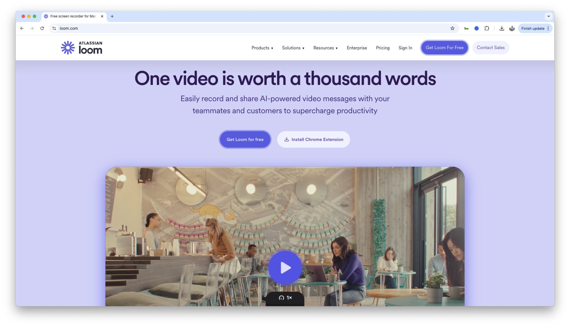 Loom homepage promoting video messaging