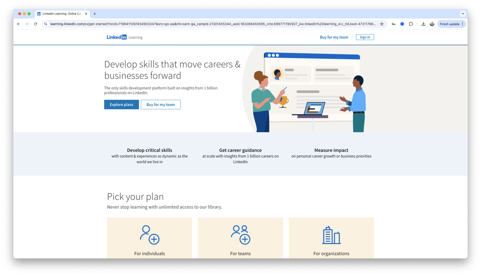Screenshot of Linkedin Learning website
