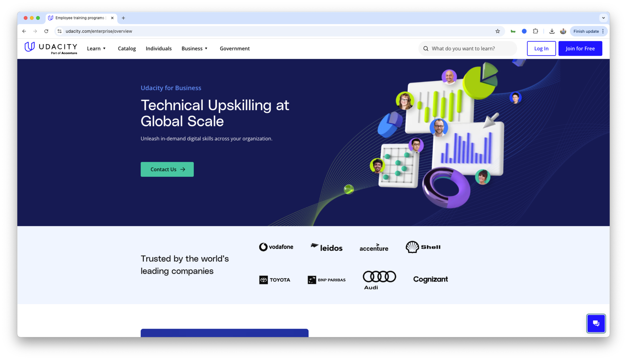 Screenshot of Udacity for Business home page
