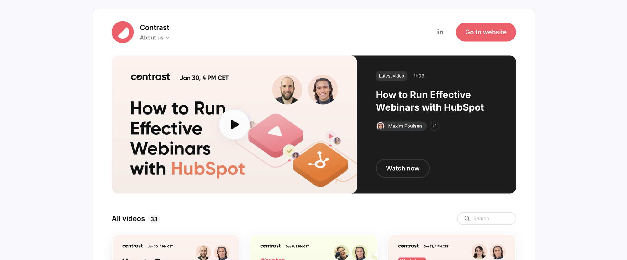 Video hosting on Contrast