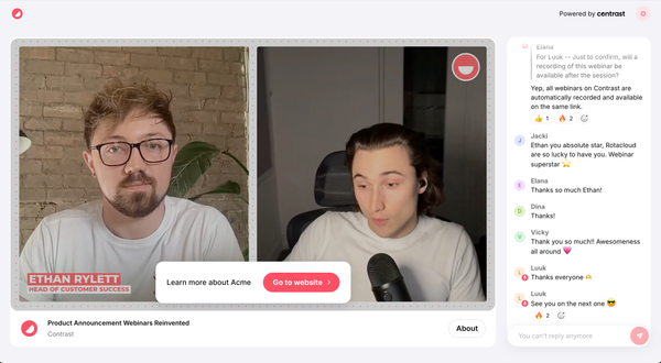 Contrast webinar with a CTA over the video