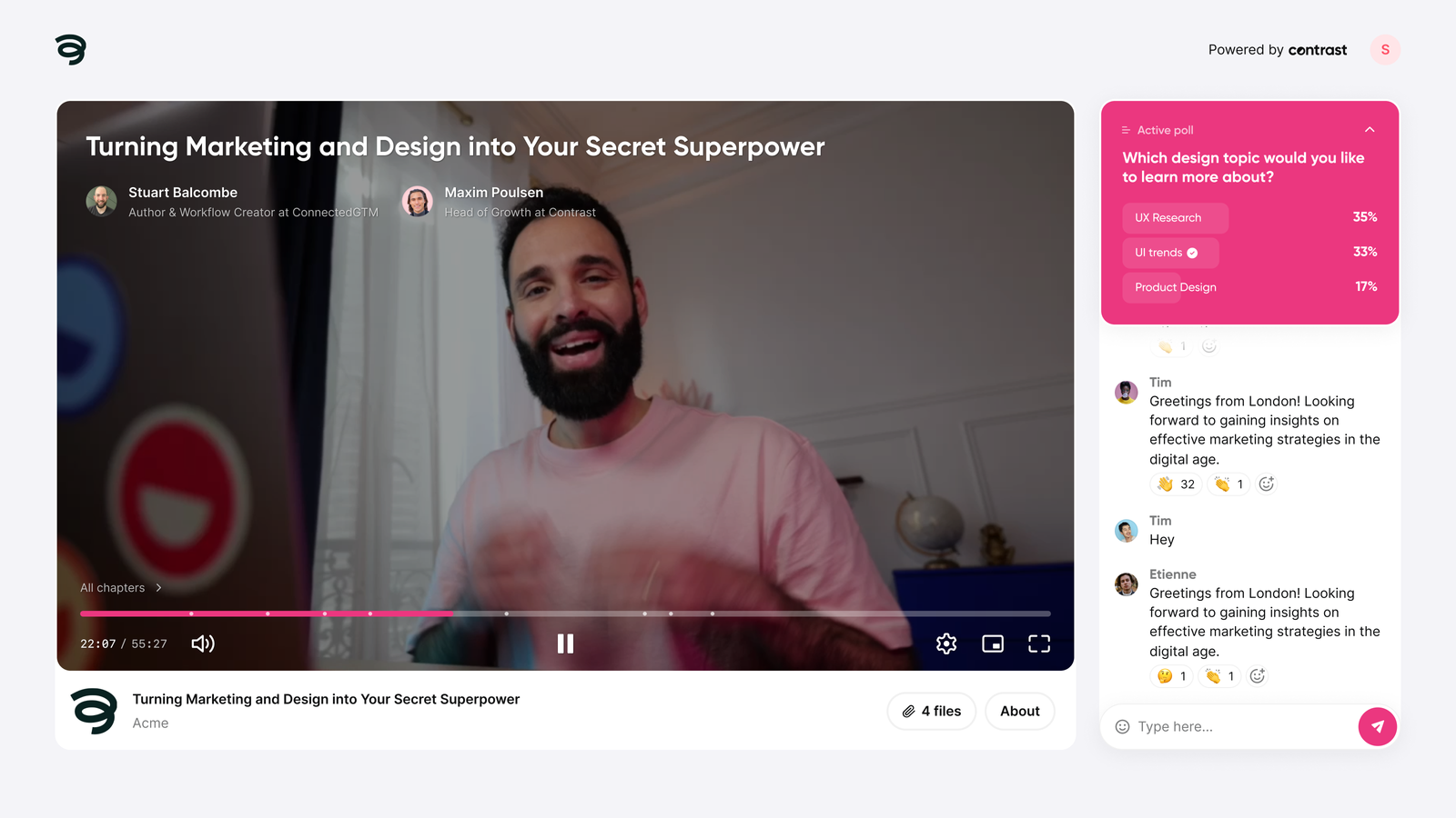 Contrast webinar platform viewer experience