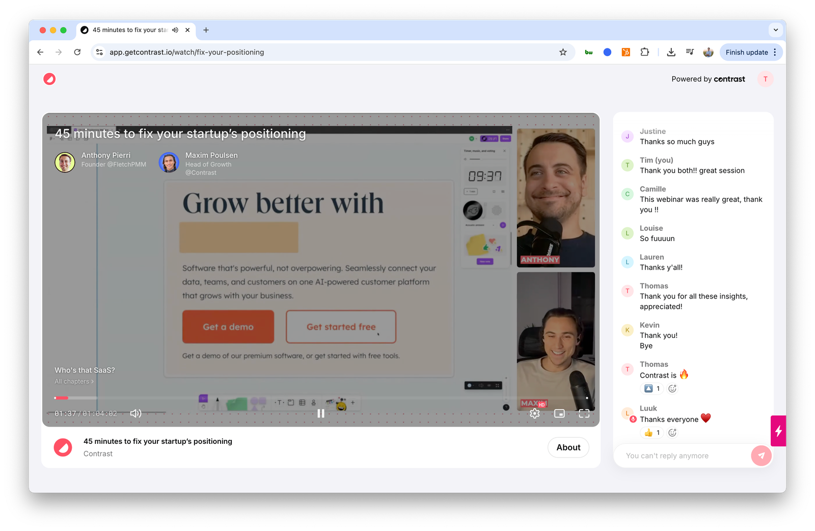 Example of a modern webinar ran on Contrast.
