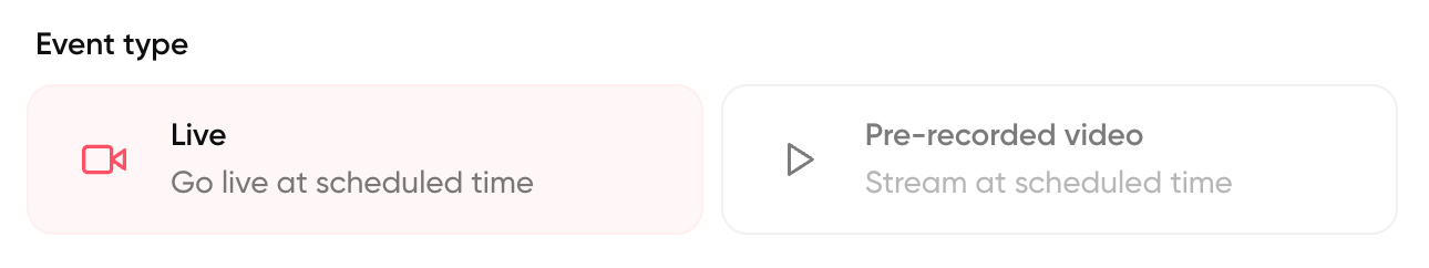 Image showing the ui to choose between  Live & Automated (Pre-recorded) webinars on Contrast