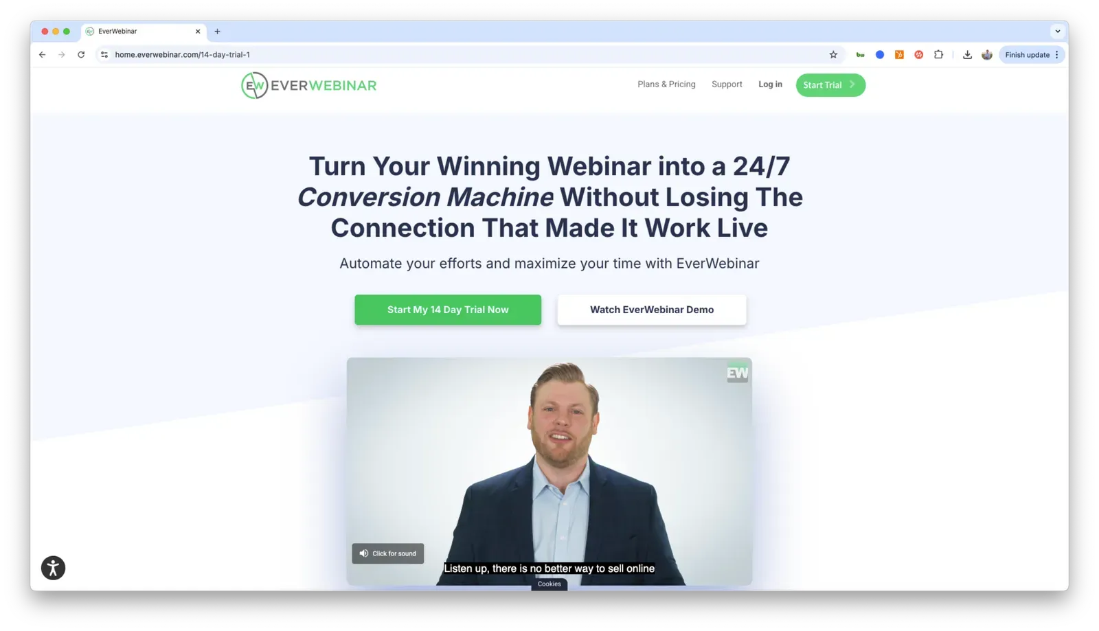 EverWebinar homepage screenshot