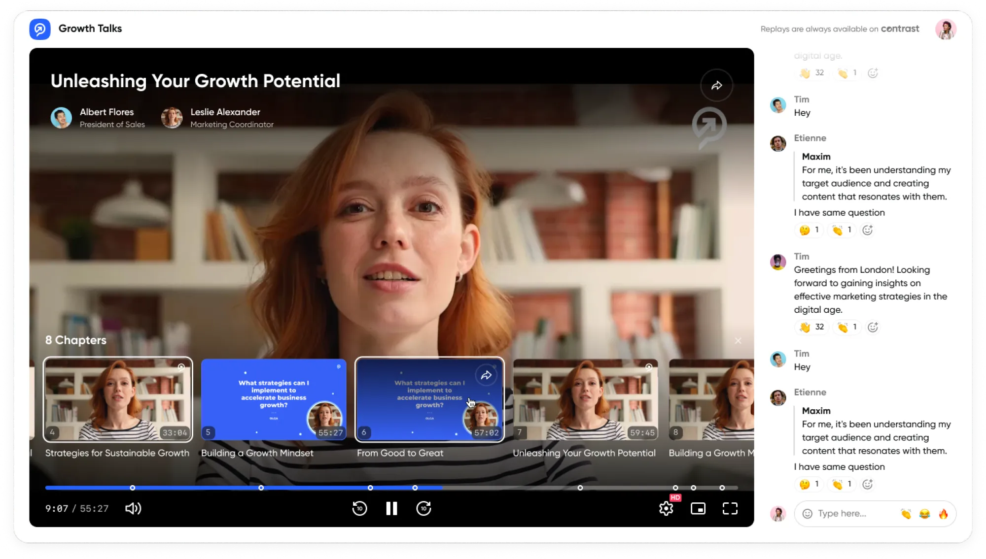On-demand webinar replay page in Contrast, showing how pre-recorded webinars can be accessed at any time"