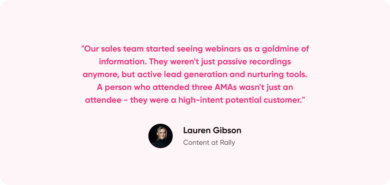Screenshot of great testimonial for Contrast webinars