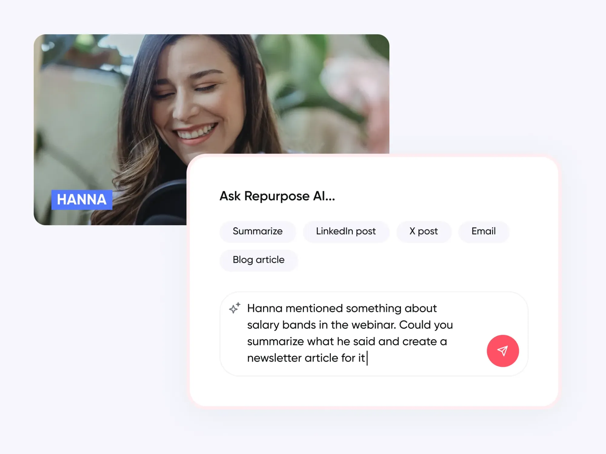 Screenshot of repurposing a webinar with Contrast