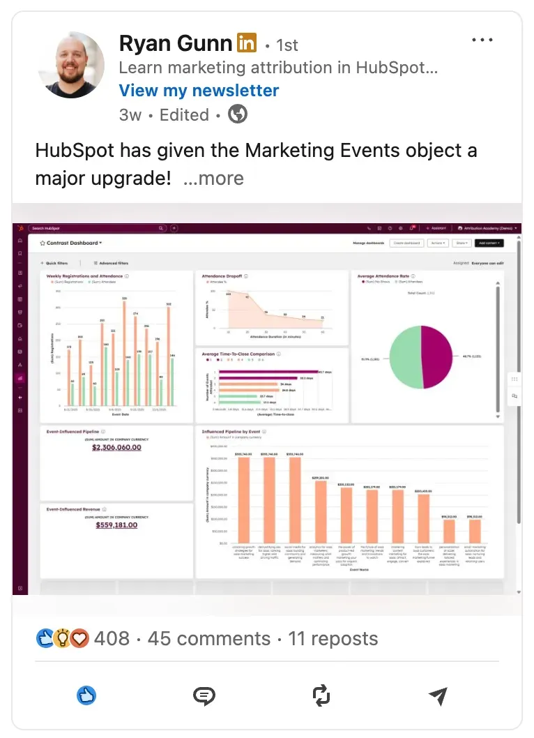 Screenshot of a viral post on LinkedIn from Ryan Gunn
