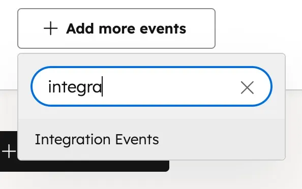 screenshot to add integration events with HubSpot marketing events