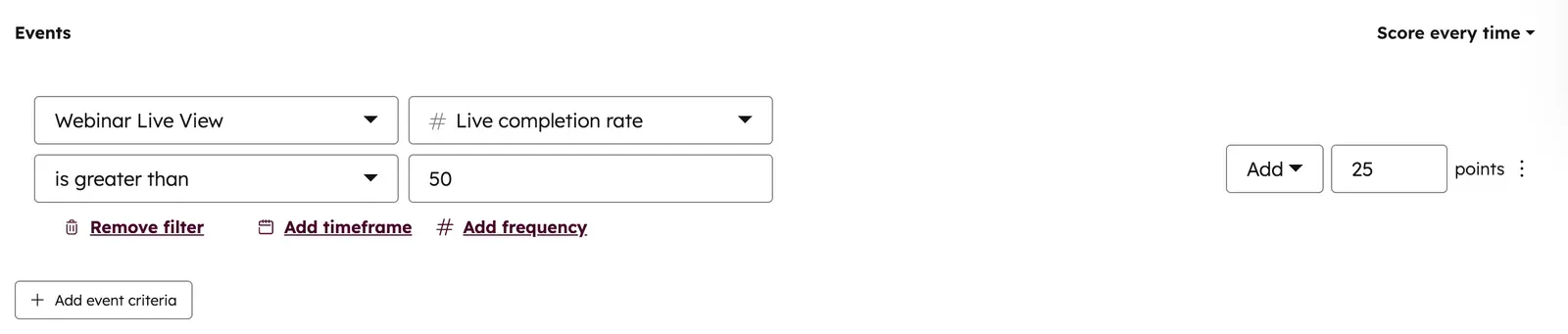 Screenshot showing how you can narrow by using live completion rates