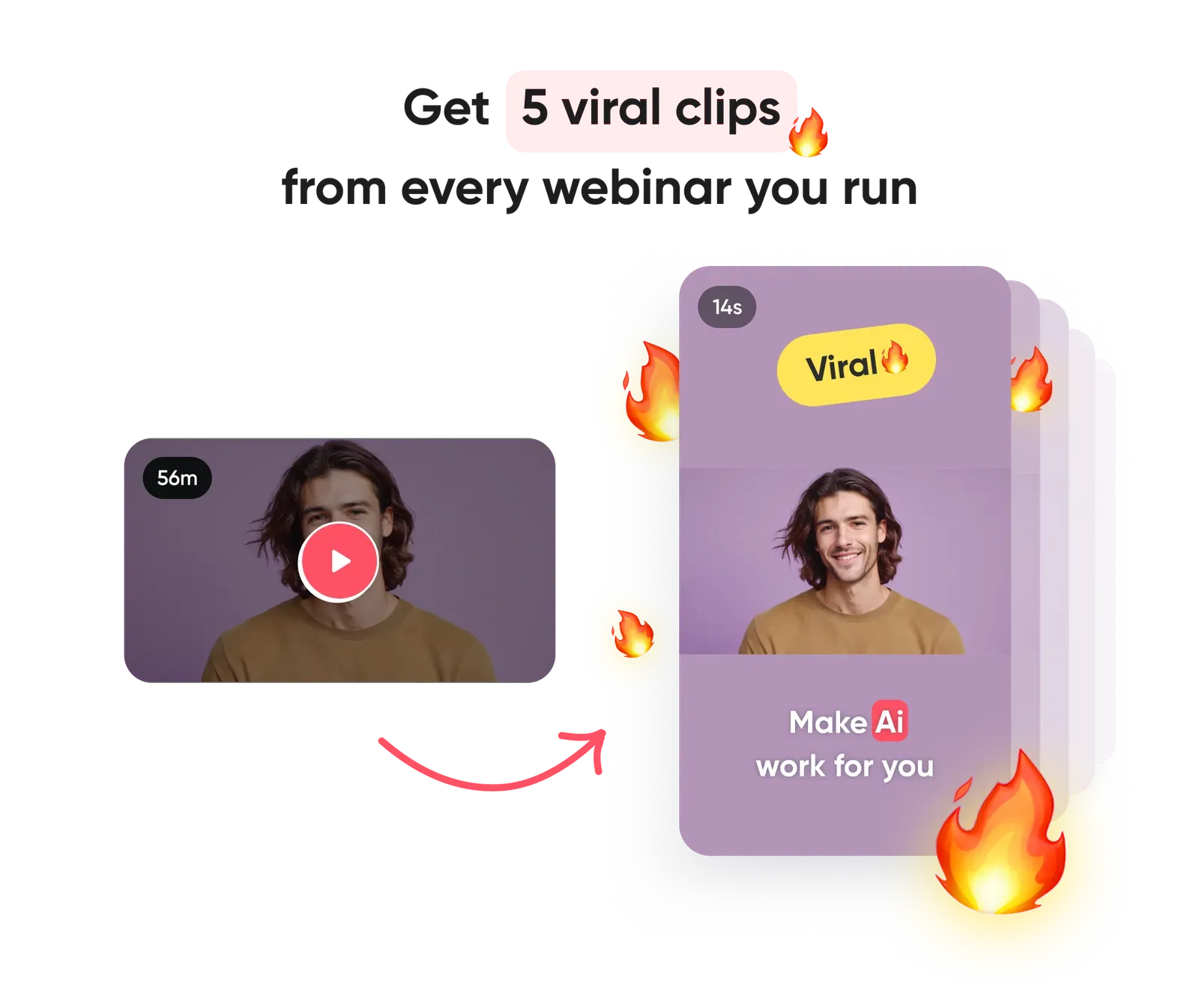 Clip Ai turning a long format video into multiple shorter clips