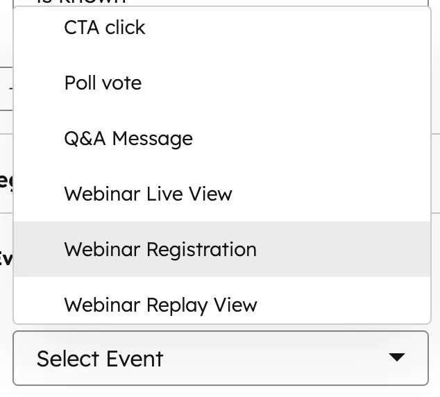 Adding webinar registration as a marketing event criteria on HubSpot