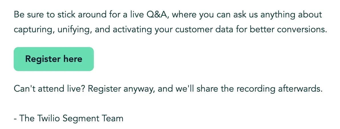 Example of how to tell the audience there will be a replay