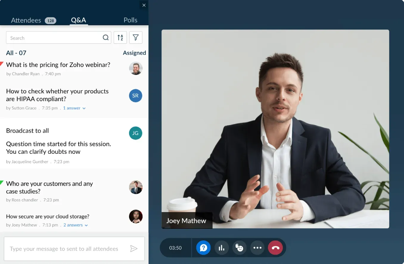 Zoho platform interface