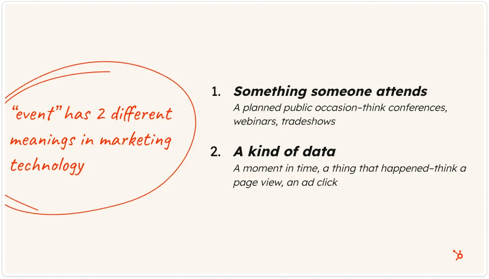 Image that explains difference between "Events"