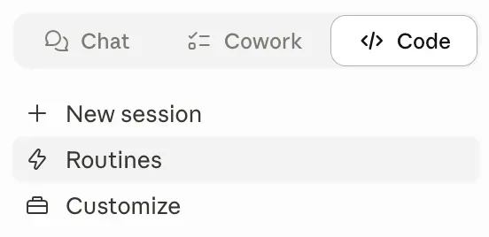 Screenshot showing where to find Routines