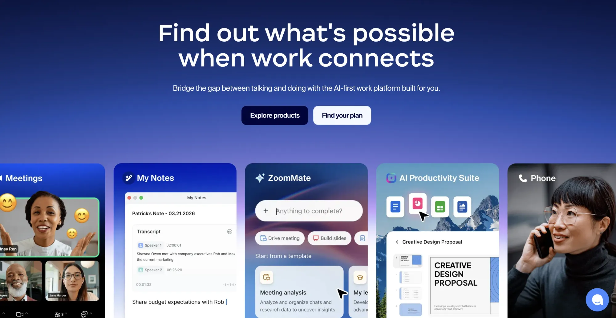 Zoom's homepage