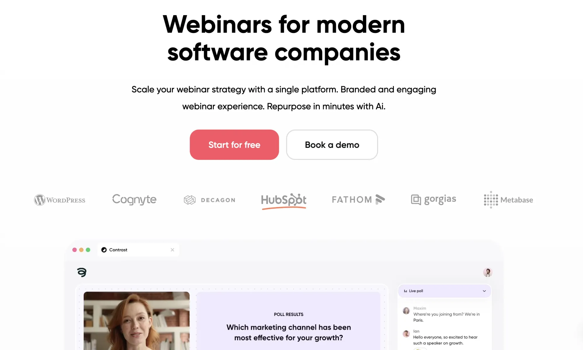 Contrast webinars homepage