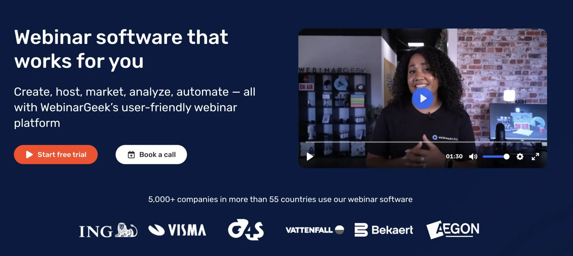 Screenshot of WebinarGeek's homepage
