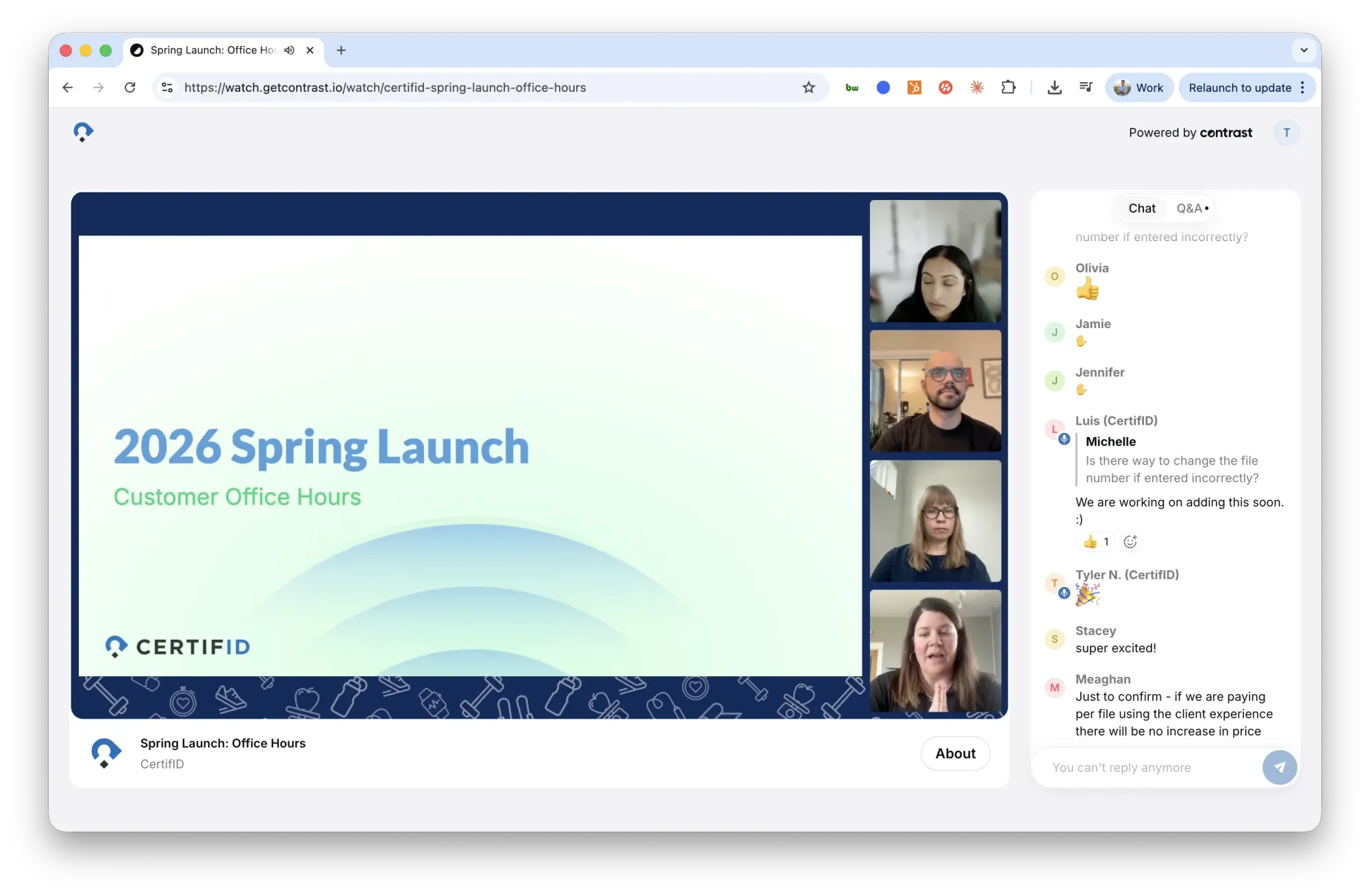CertifID now runs it's webinars on Contrast