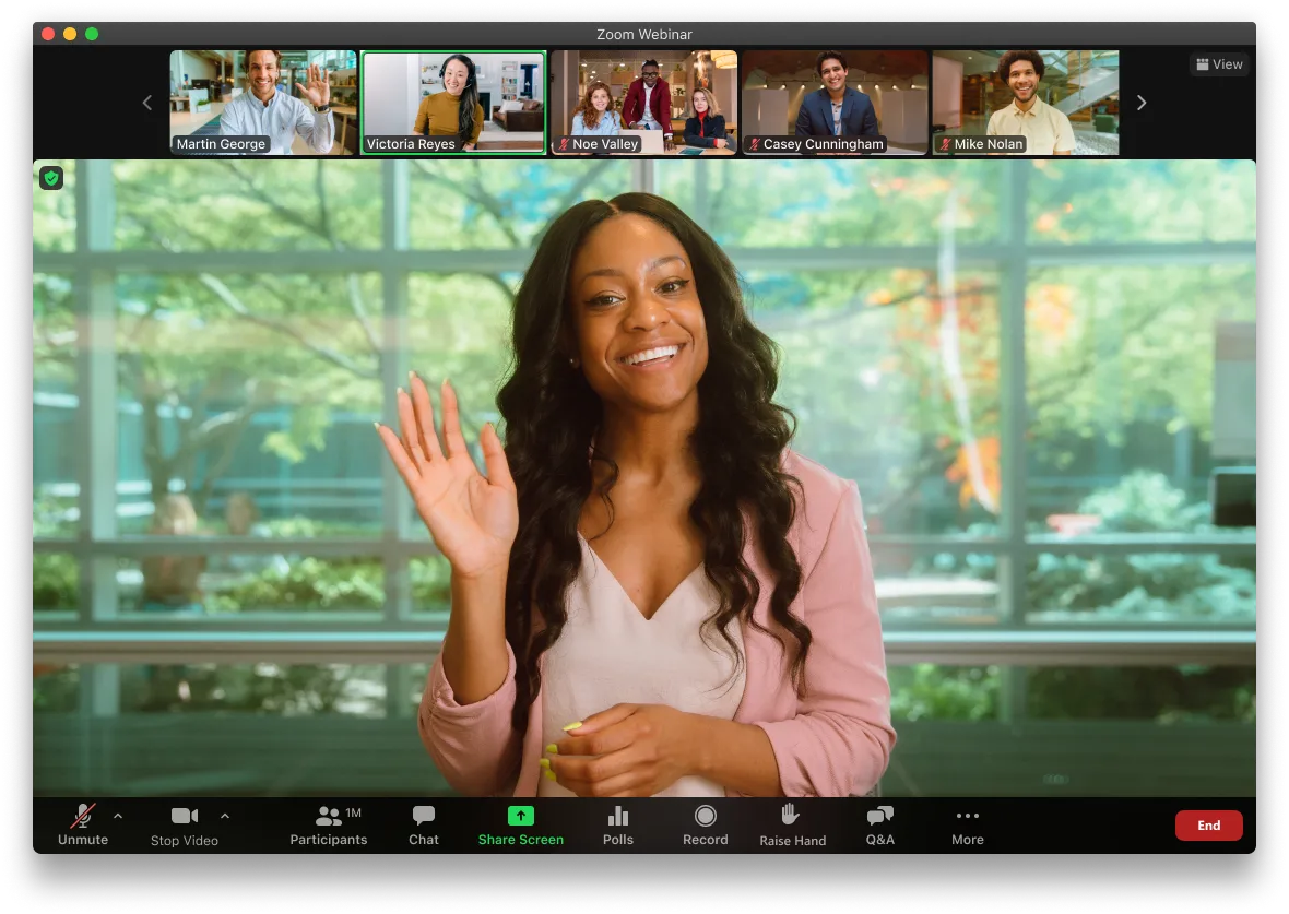 Product screenshot of a Zoom Webinar