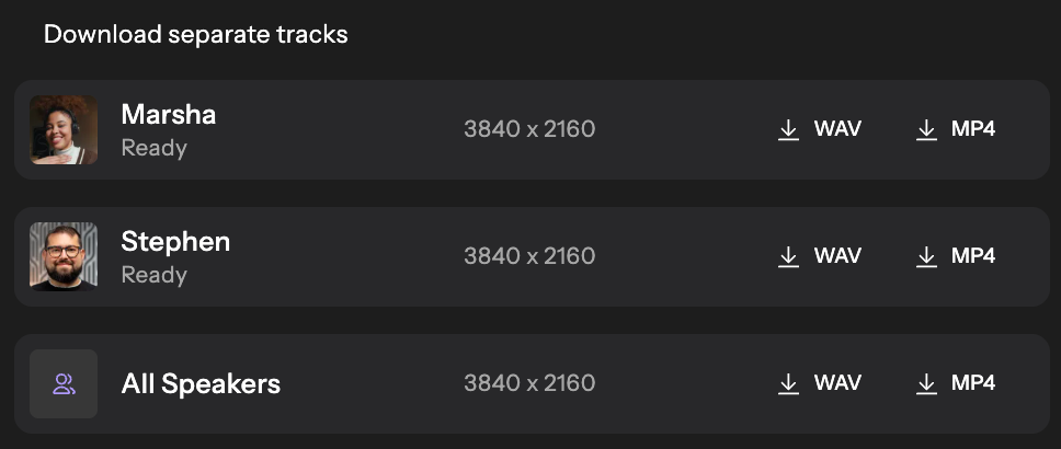 Screenshot of separate video tracks (credit: Riverside)