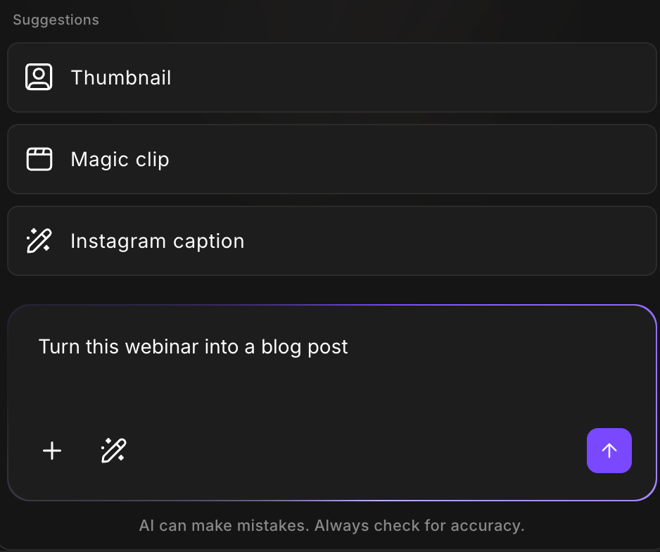 Screenshot of the AI tooling inside Riverside