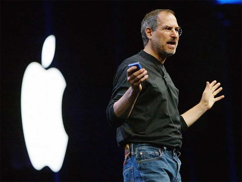 Steve Jobs on stage during a keynote