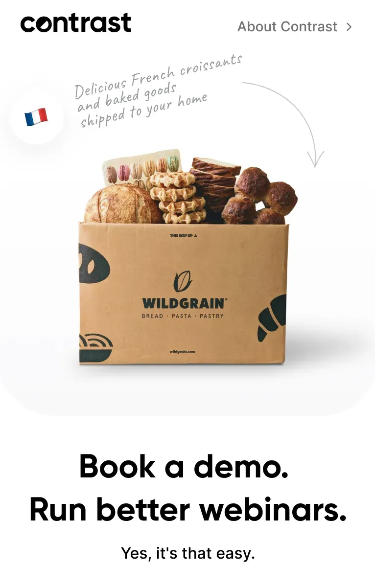 Screenshot of a mobile webpage to receive a box of croissants