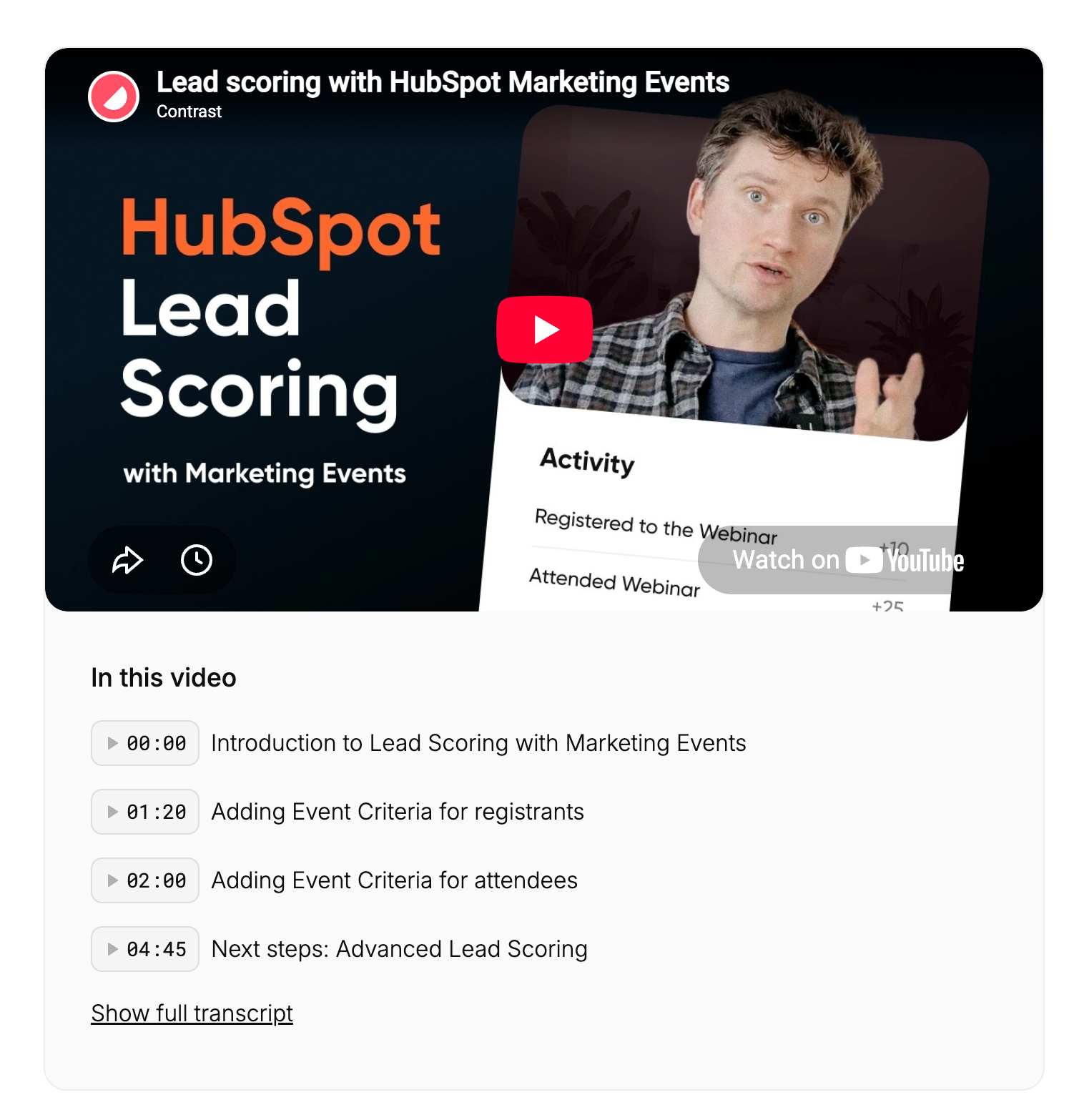 Mini-guide tutorial from Contrast on Lead Scoring in HubSpot
