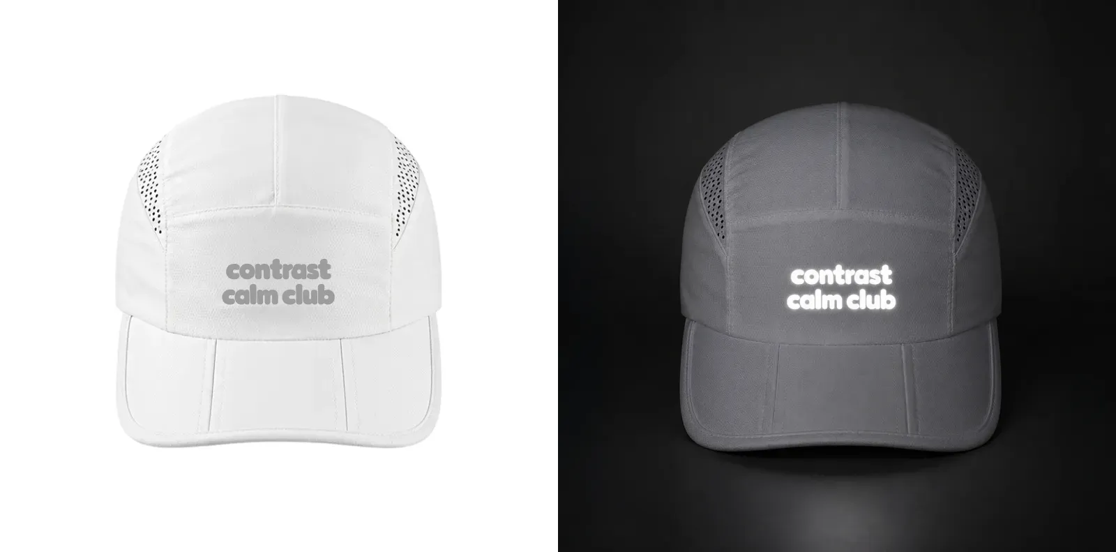 Renders of Contrast Calm Club runners caps