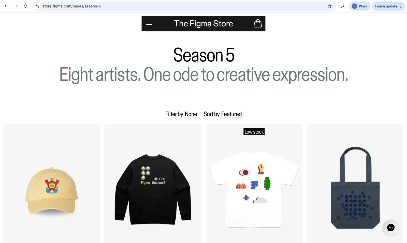 Screenshot of Figma's online merch store