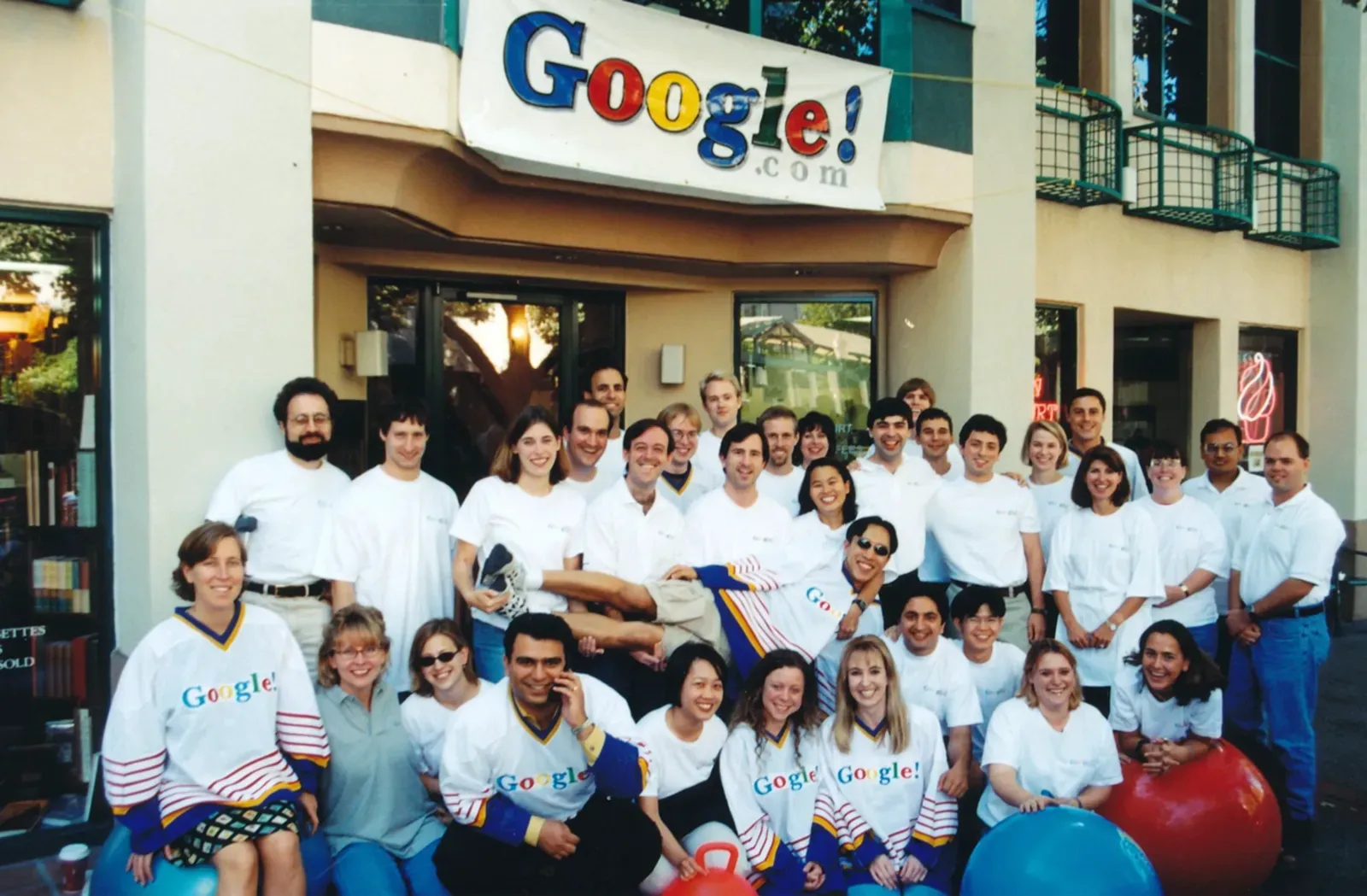 Photograph of Google employees in Google t-shirts