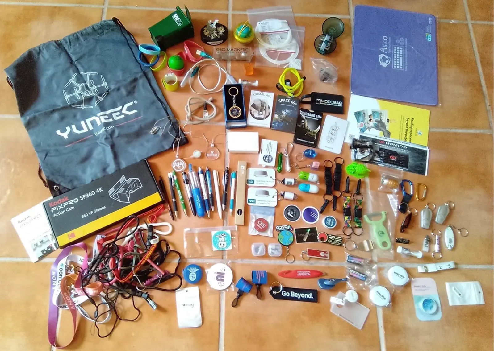 Photograph of different types of merch