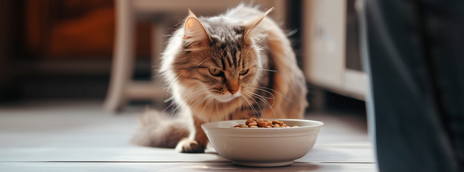 Eine Katze wird gefüttert.