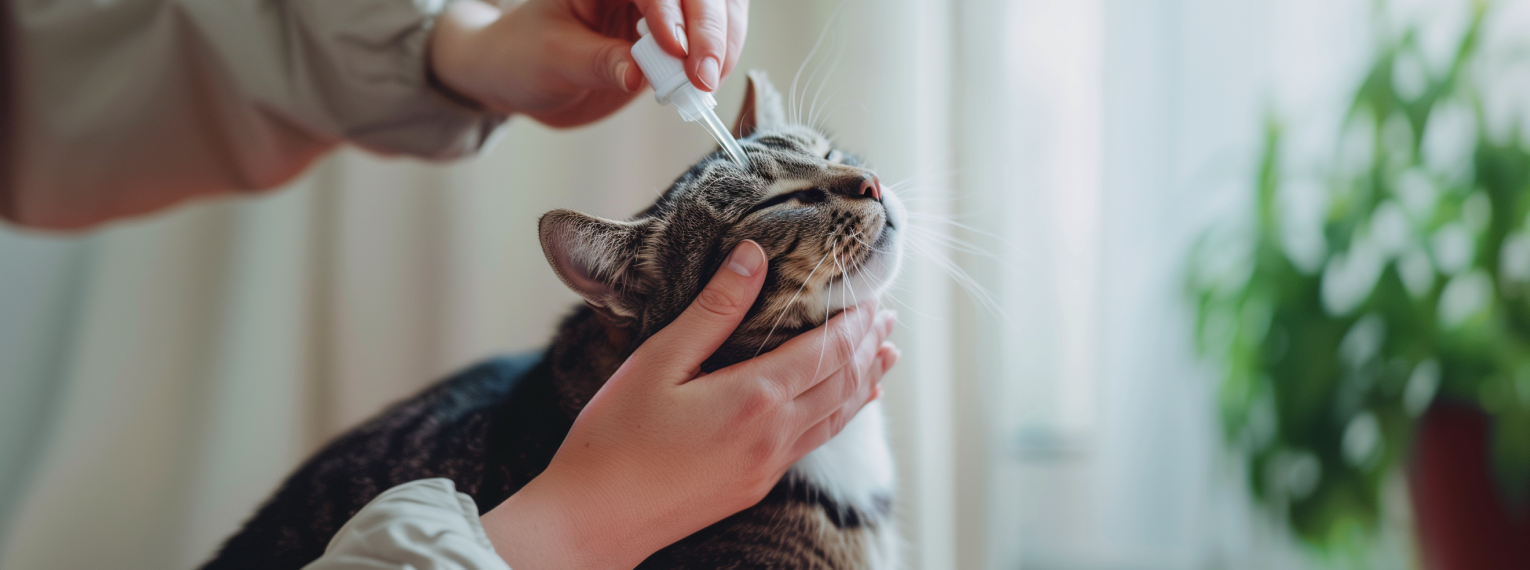 Einer Katze wird Spot-On-Salbe aufgetragen.