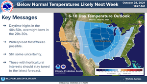 Below Normal Temperatures Expected Next Week