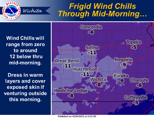 Frigid Wind Chills Through Mid-Morning