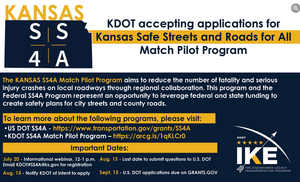 KDOT Supporting Applications for
‘Safe Streets and Roads for All’ Grants
