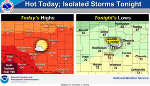 Hot Today, Isolated Storms Tonight