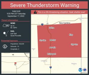 Severe Thunderstorm Warning Issued