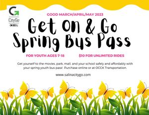 Spring 2023 Youth Bus Pass Available for Salina Area with OCCK Transportation's CityGo 'Get On & Go' Program