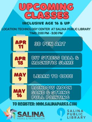 Salina Parks & Rec Joins Forces with Salina Public Library to Offer Classes