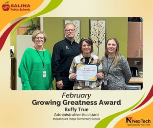 USD 305 Celebrates February's Growing Greatness Award Winner