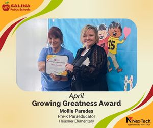 Mollie Paredes Honored with April Growing Greatness Award
