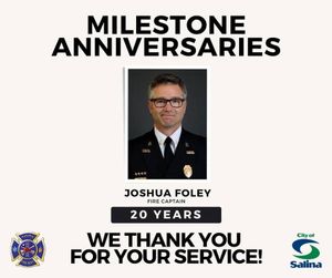 Salina Firefighter Reaches Service Milestone