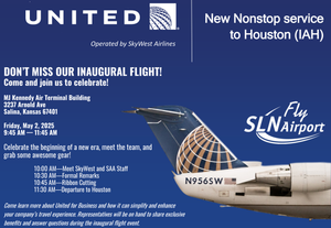 Salina Regional Airport to Host Inaugural Flight Celebration for New Nonstop Service to Houston