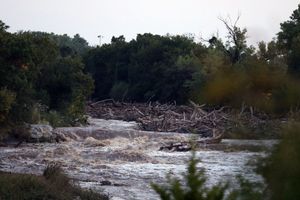 Rising Waters on Smoky Hill River Flood Portions of Bill Burke Park